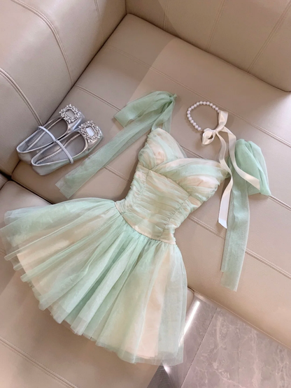 Chic A Line Sweetheart Satin Tulle Short Homecoming Dress,Summer 17th Birthday Dress GG4330