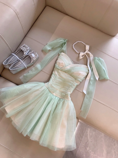 Chic A Line Sweetheart Satin Tulle Short Homecoming Dress,Summer 17th Birthday Dress GG4330