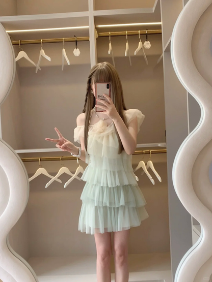 Gradient 16th A Line Off The Shoulder Tulle Short Homecoming Dress,Summer Birthday Dress GG4333