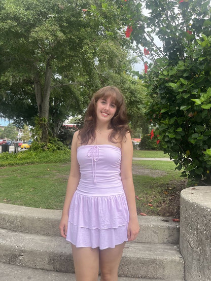 Classy A Line Strapless Satin Tiered Short Homecoming Dress,Summer 17th Birthday Dress GG4338