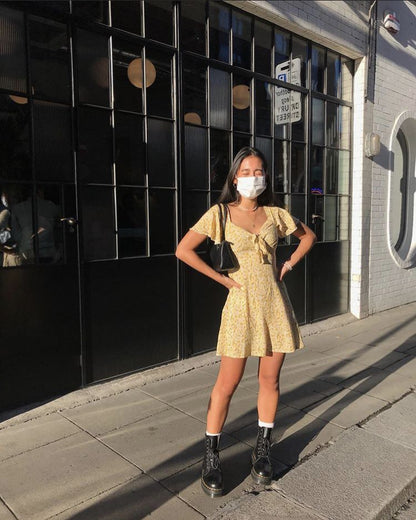 Unique A Line Floral Peinted Satin With Short Sleeves Short Homecoming Dress,Summer 19th Birthday Dress GG4345