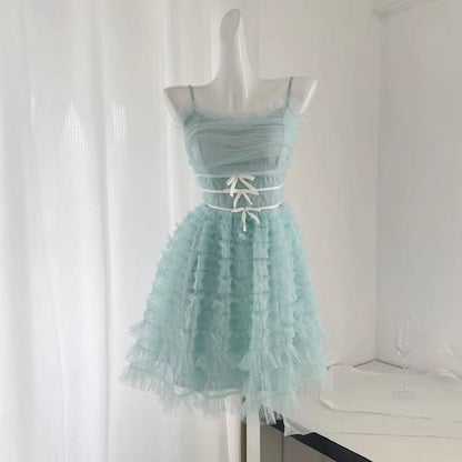 Fairy A Line Spaghetti Straps Tulle Short Homecoming Dress,Summer 17th Birthday Dress GG4351