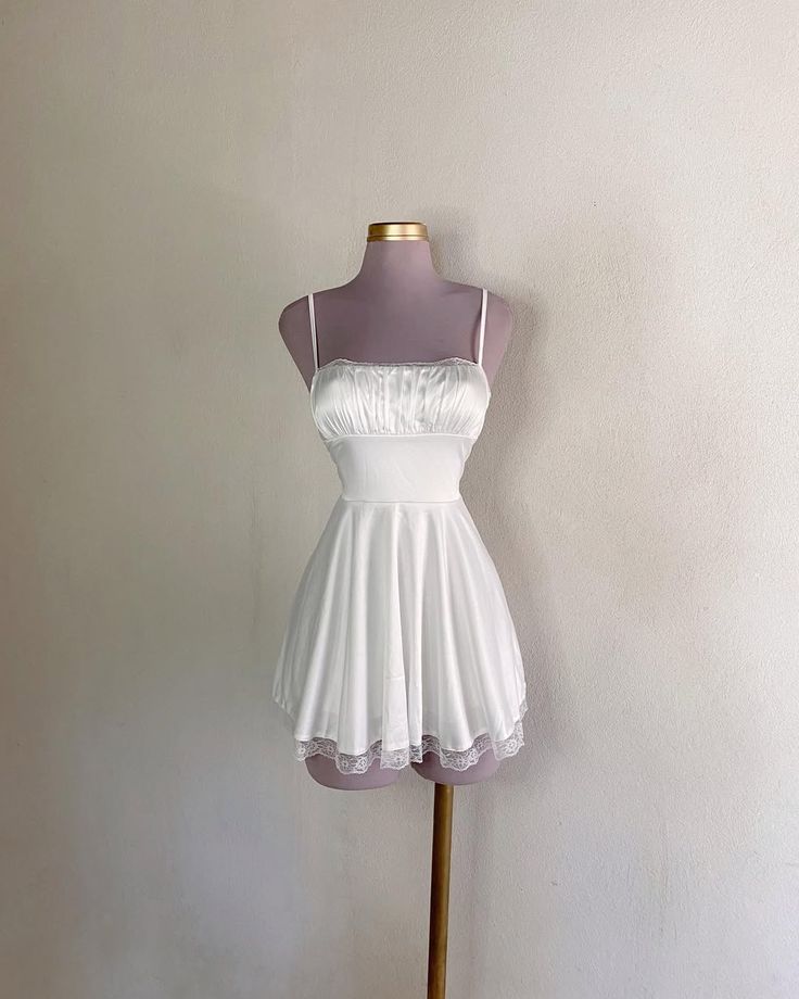 Simple A Line Spaghetti Straps White Satin Lace Short Homecoming Dress,Summer 20th Birthday Dress GG4365