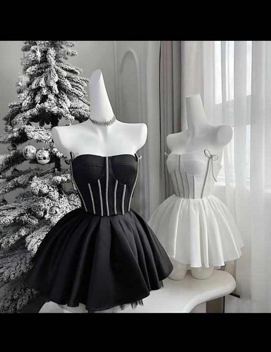 Cute A Line Strapless Satin With Bow Short Homecoming Dress,Summer 17th Birthday Dress GG4382