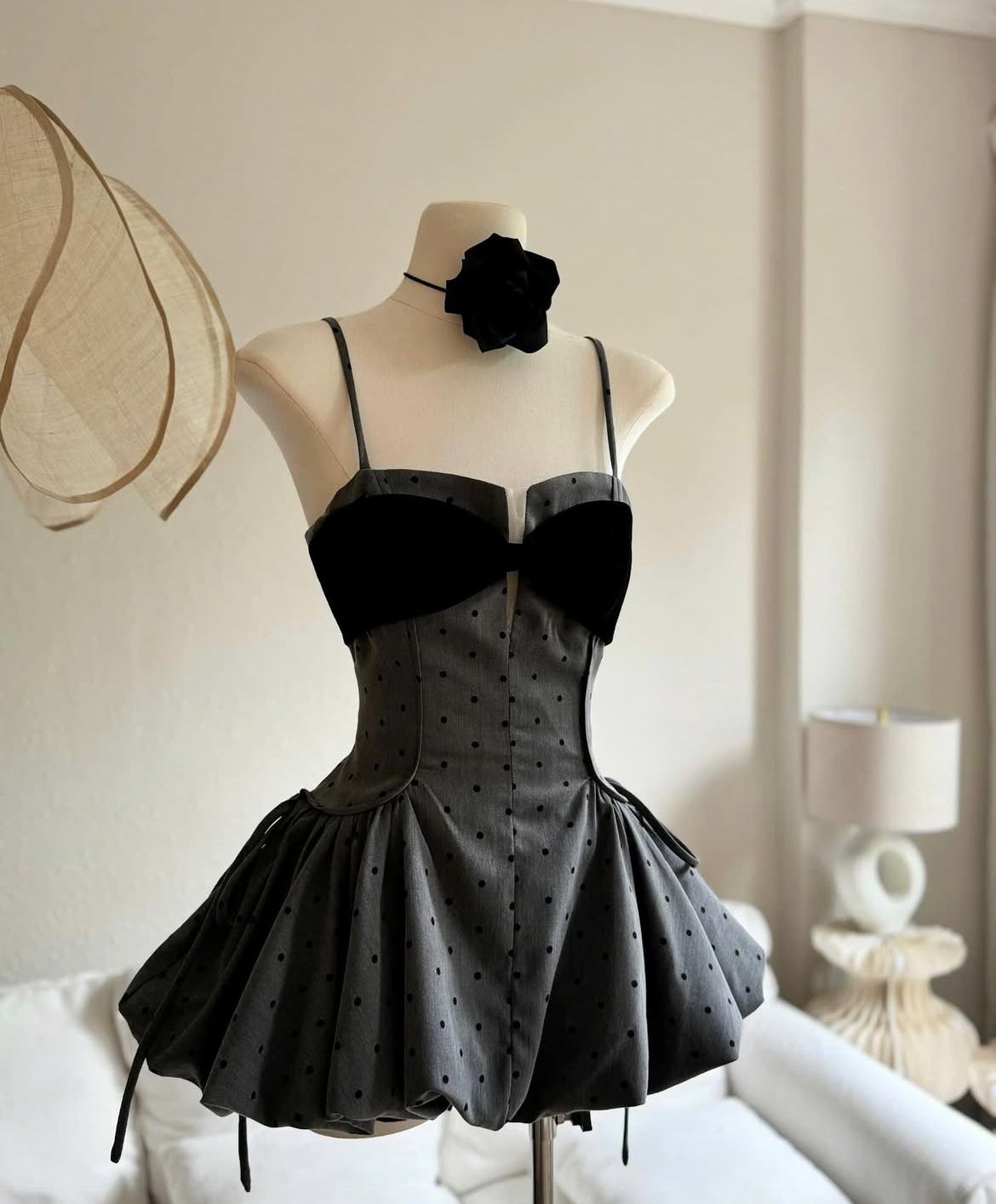 Unique A Line Spaghetti Straps Satin Polka Dots Short Homecoming Dress,Summer 18th Birthday Dress GG4391