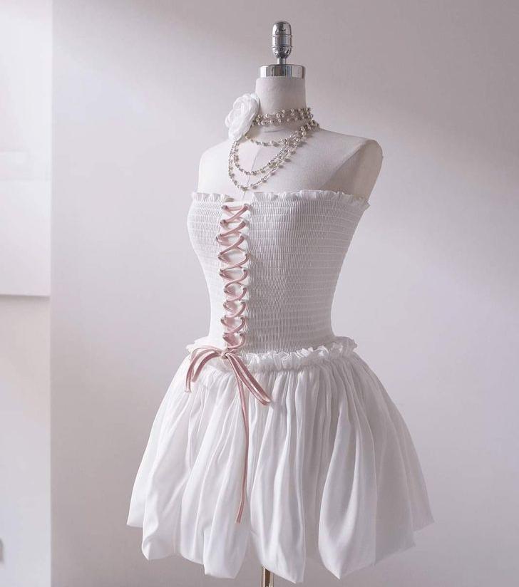 Sweet 17th White A Line Strapless Satin Short Homecoming Dress,Summer Birthday Dress GG4393