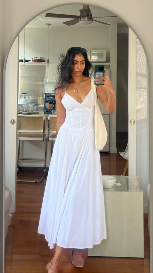 Classy White A Line Spaghetti Straps Satin Long Prom Dress,Party Dress,Formal Evening Dress GG4413