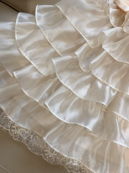 Modest A Line Halter Satin Lace Tiered Short Homecoming Dress,Summer 20th Birthday Dress GG4435