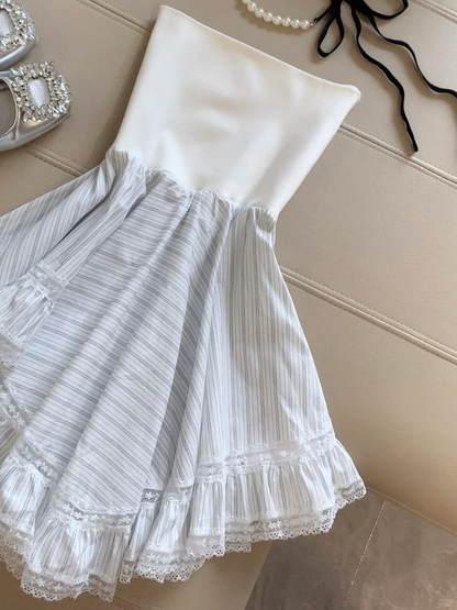 Loose A Line Strapless Satin With Irregular Hem Short Homecoming Dress,Summer 20th Birthday Dress GG4437