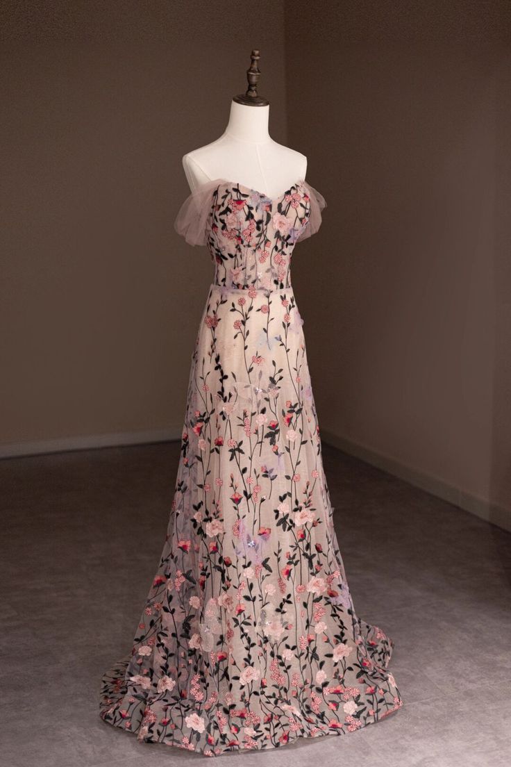 Elegant A Line Off The Shoulder Sweetheart  Tulle Applique Long Prom Dress, Evening Dress GG444