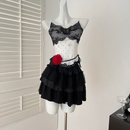 Chic A Line Spaghetti Straps Satin Lace Short Homecoming Dress,Summer 20th Birthday Dress GG4444