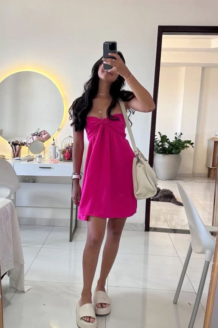 Cute Hot Pink Strapless Satin Short Homecoming Dress,Summer 18th Birthday Dress GG4448