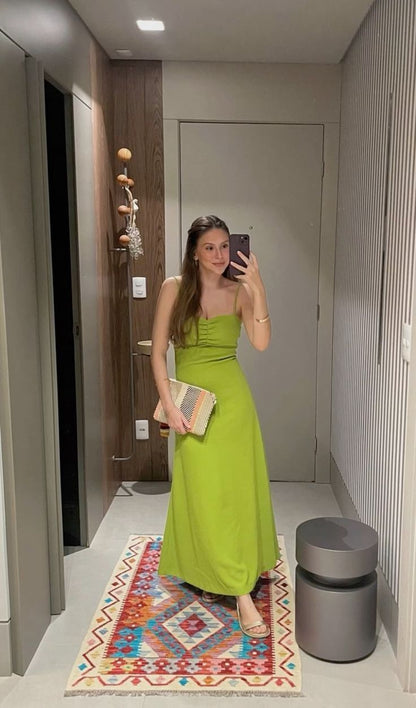 Modest Bodycon A Line Spaghetti Straps Satin Long Prom Dress,Party Dress,Formal Evening Dress GG4459