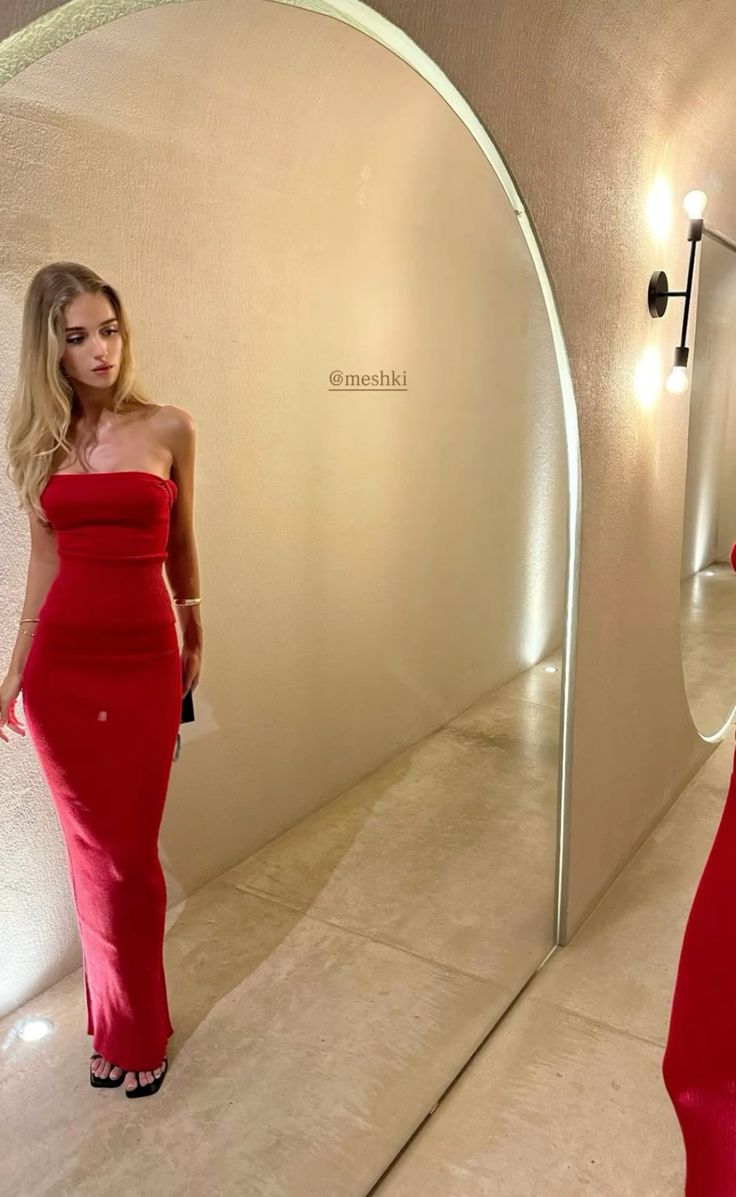 Elegant Red Mermaid Strapless Satin Long Prom Dress,Party Dress,Formal Evening Dress GG4463