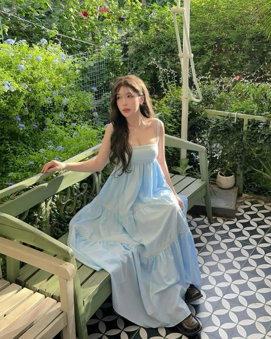 Sweet Square A Line Spaghetti Straps Pale Blue Satin Long Prom Dress,Party Dress,Formal Evening Dress GG4469