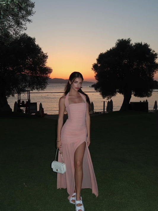 Fairy Mermaid Halter Chiffon Slit Long Prom Dress,Party Dress,Formal Evening Dress GG4474