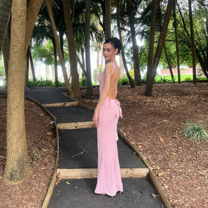Elegant Mermaid U Neck Pink Satin Backless Long Prom Dress,Party Dress,Formal Evening Dress GG4475