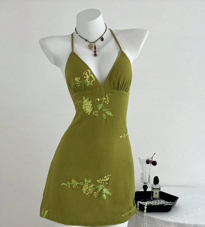 Gorgeous A Line Halter Satin Backless Sequin Embroidery Short Homecoming Dress,Summer 20th Birthday Dress GG4489