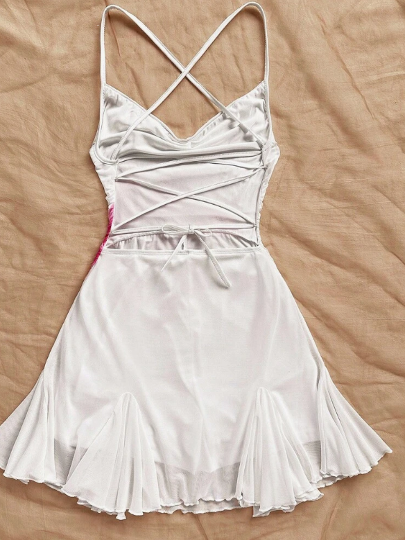 Pretty A Line Spaghetti Straps Chiffon Printed Flower Short Homecoming Dress,Summer 20th Birthday Dress GG4491