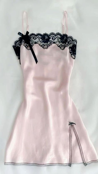 Little Sexy Pink A Line Spaghetti Straps Satin Lace Slit Short Homecoming Dress,Summer 20th Birthday Dress GG4498