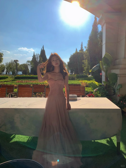 Sweetheart A Line Tulle Lace Long Prom Dress,Party Dress,Formal Evening Dress GG4503