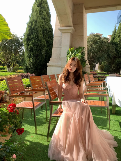 Sweetheart A Line Tulle Lace Long Prom Dress,Party Dress,Formal Evening Dress GG4503