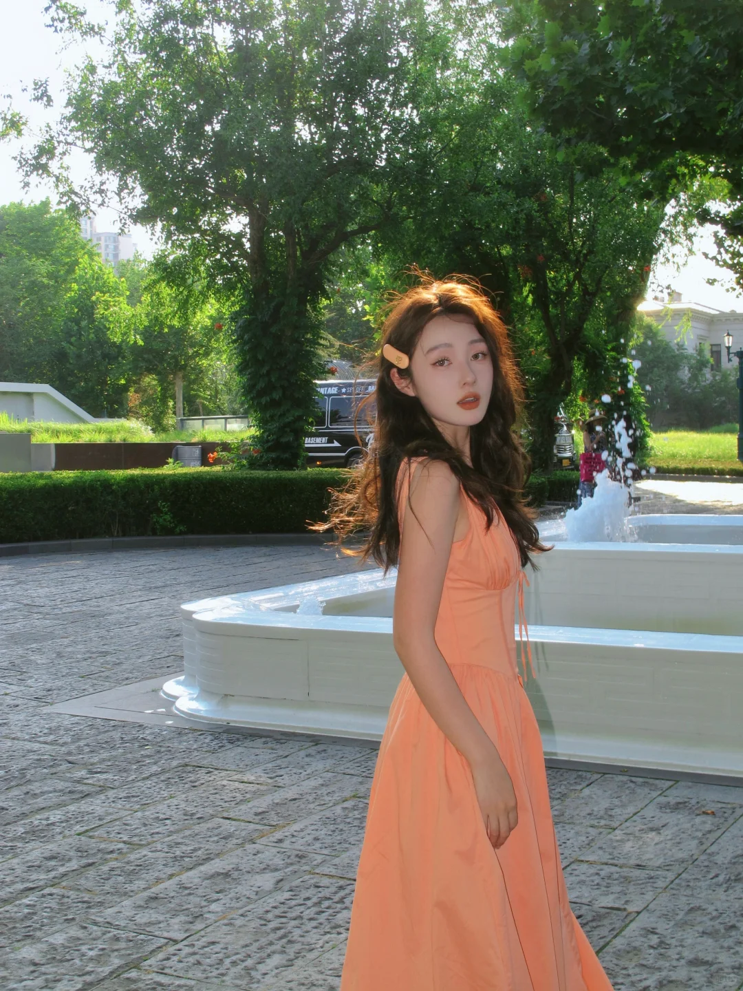 Pastel Orange A Line V Neck Satin Long Prom Dress,Party Dress,Formal Evening Dress GG4504