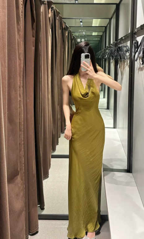 Charming Mermaid Halter Satin Long Prom Dress,Party Dress,Formal Evening Dress GG4512