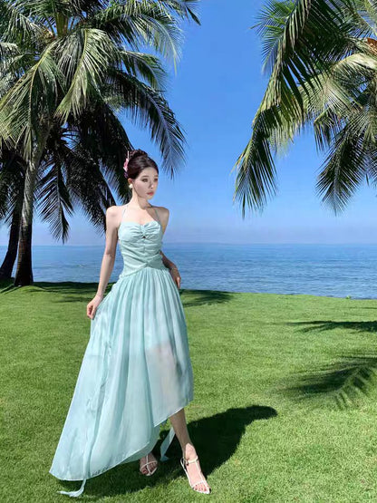 Chic A Line Halter Satin Chiffon Long Prom Dress,Party Dress,Formal Evening Dress GG4518