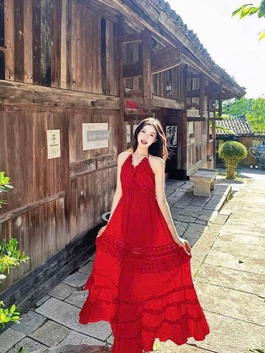 Red A Line Halter Satin Long Prom Dress,Party Dress,Formal Evening Dress GG4521