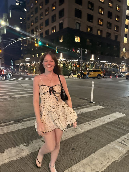 Unique A Line Spaghetti Straps Satin Polka Dots Short Homecoming Dress,Summer 18th Birthday Dress GG4528