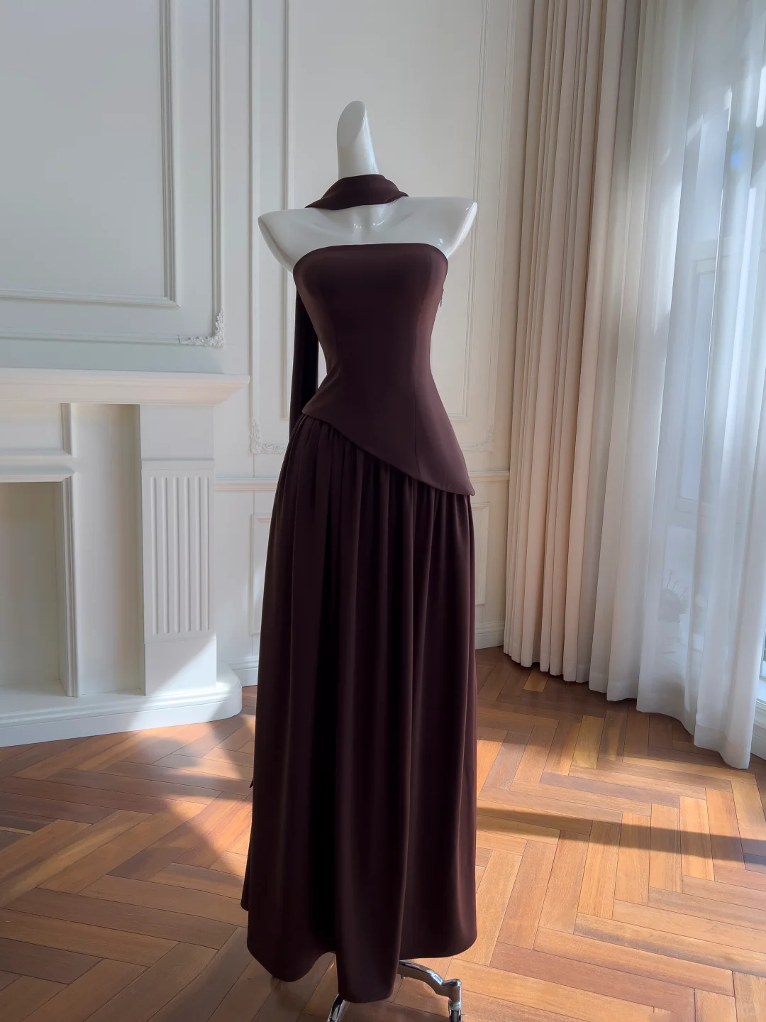 Elegant A Line Strapless Satin Long Prom Dress,Party Dress,Formal Evening Dress GG4542