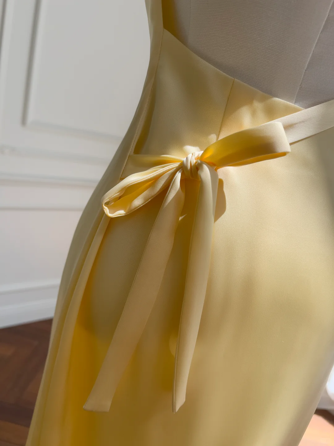 Pastel Yellow Mermaid One Shoulder Satin Chiffon Long Prom Dress,Party Dress,Formal Evening Dress GG4549