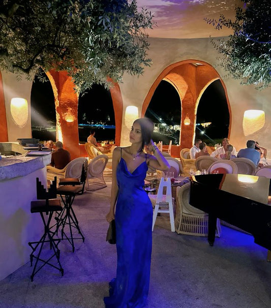 Royal Blue Mermaid Spaghetti Straps Satin Long Prom Dress,Party Dress,Formal Evening Dress GG4550