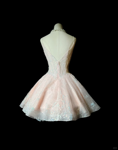 Sweet A Line Spaghetti Straps Tulle Lace Sequin Short Homecoming Dress,Summer 16th Birthday Dress GG4577