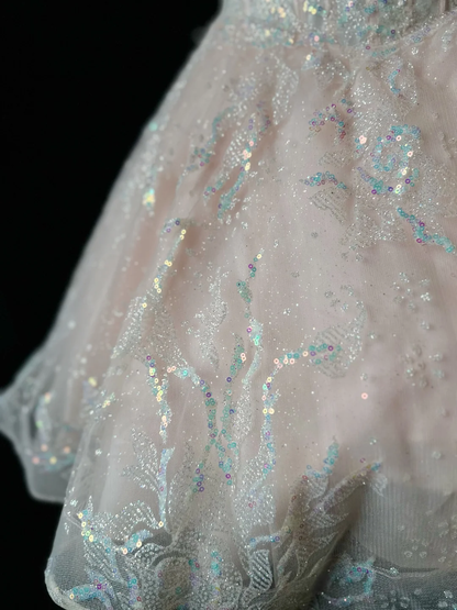 Sweet A Line Spaghetti Straps Tulle Lace Sequin Short Homecoming Dress,Summer 16th Birthday Dress GG4577