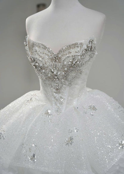 Gorgeous Ball Gown Strapless Satin Beads Sequin Short Homecoming Dress,Vacation Dress,Summer 20th Birthday Dress GG4614