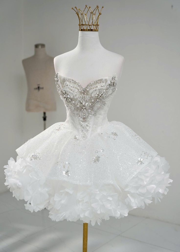 Gorgeous Ball Gown Strapless Satin Beads Sequin Short Homecoming Dress,Vacation Dress,Summer 20th Birthday Dress GG4614