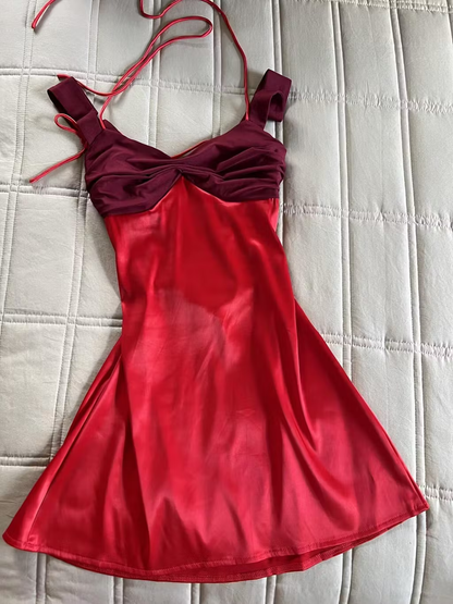 Sexy A Line Low Collar Satin Short Homecoming Dress,Vacation Dress,Summer 21th Birthday Dress GG4620