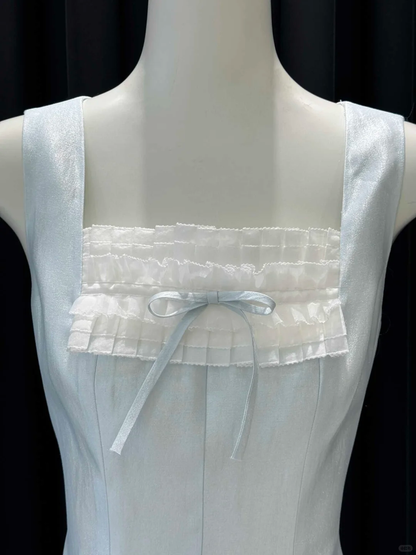 Pretty A Line Square Pale Blue Satin Tulle Short Homecoming Dress,Vacation Dress,Summer 17th Birthday Dress GG4644