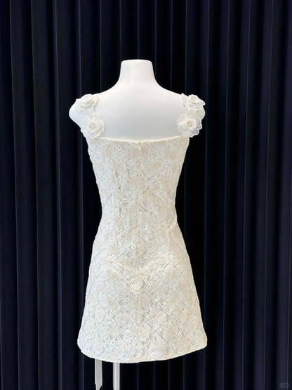 Sweet A Line Flower Applique Spaghetti Straps Lace Short Homecoming Dress,Vacation Dress,Summer 17th Birthday Dress GG4646