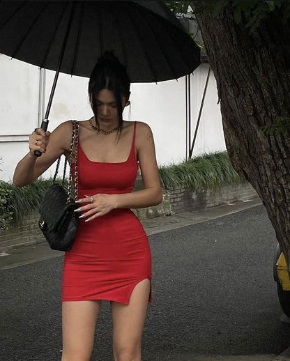 Sheath Burgundy Mermaid Spaghetti Straps Satin Short Homecoming Dress,Vacation Dress,Summer 20th Birthday Dress GG4661