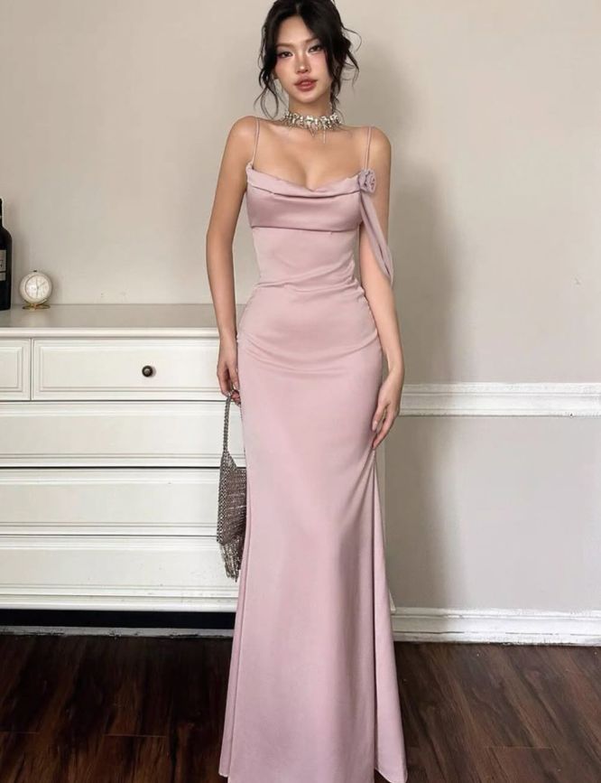 Charming Mermaid Spaghetti Straps Satin Backless Long Prom Dress,Party Dress,Formal Evening Dress GG4668