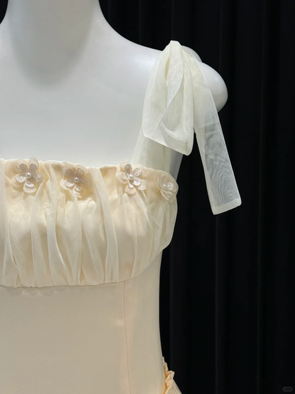 Princess A Line Square Satin Applique Short Homecoming Dress,Vacation Dress,Summer 18th Birthday Dress GG4678