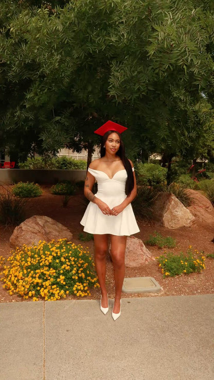 Pretty A Line Off The Shoulder Satin Short Homecoming Dress,Vacation Dress,Summer 21th Birthday Dress GG4697