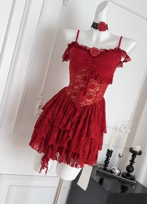 Charming Burgundy A Line Spaghetti Straps Lace Short Homecoming Dress,Vacation Dress,Summer 19th Birthday Dress GG4714