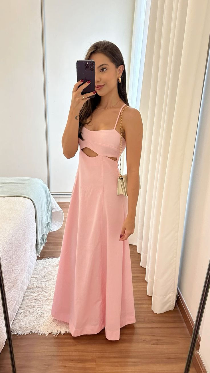 Elegant Pink A Line Spaghetti Straps Satin Long Prom Dress,Party Dress,Formal Evening Dress GG4722