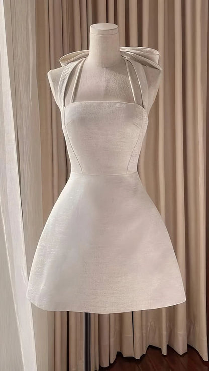 Cute A Line Halter Satin Short Homecoming Dress,Vacation Dress,Summer 18th Birthday Dress GG4728