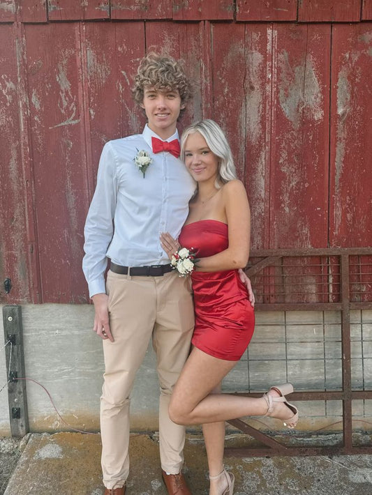 Burgundy Mermaid Strapless Satin Short Homecoming Dress,Vacation Dress,Summer 19th Birthday Dress GG4742