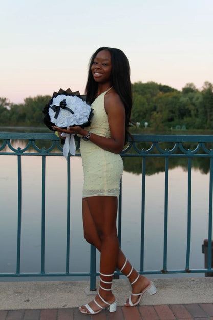 Luxurious Mermaid Halter Satin Beads Short Homecoming Dress,Vacation Dress,Summer 19th Birthday Dress GG4743